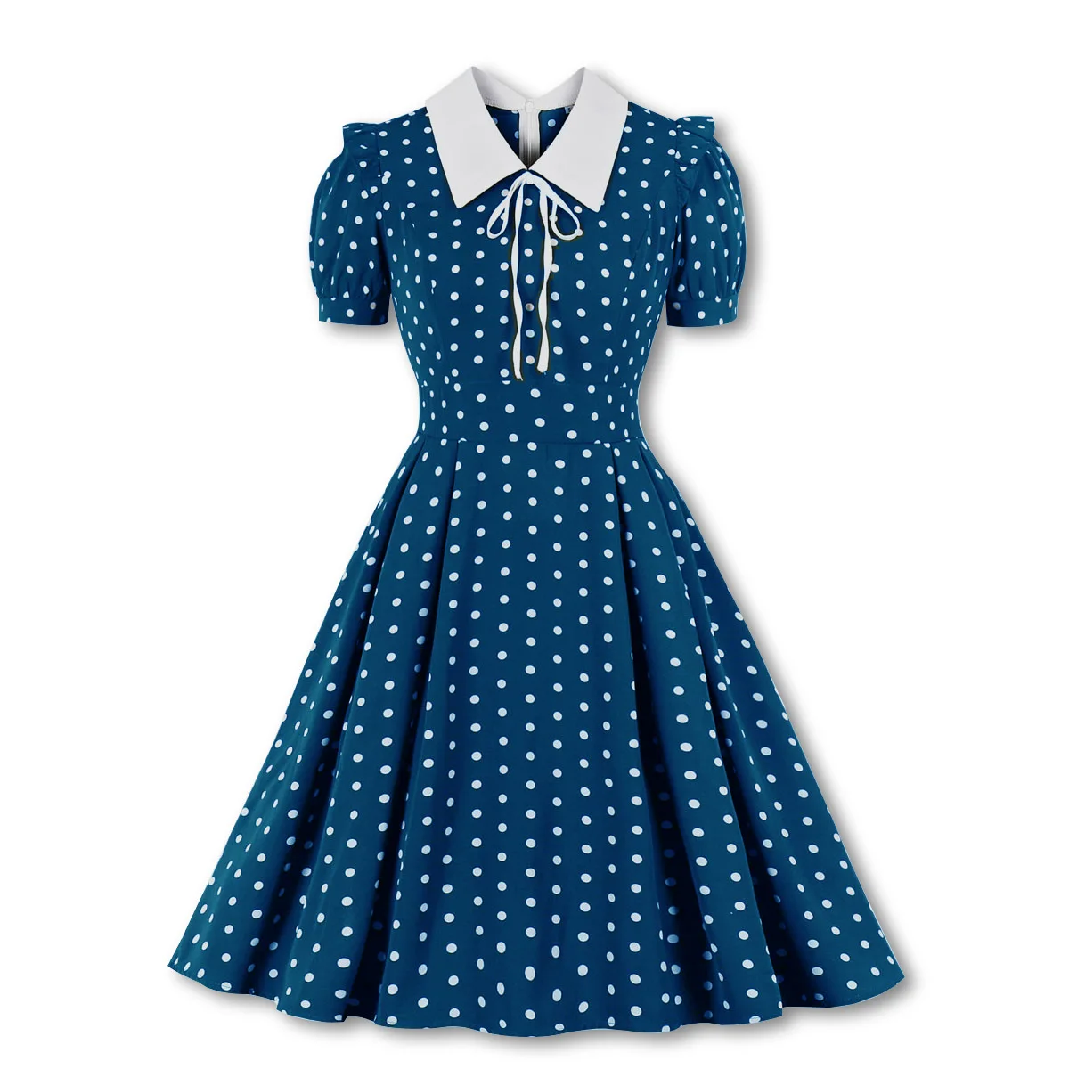 Women's Fashion Sexy Vintage Polka Dot Rock 'n Roll 40 Years Casual Dress