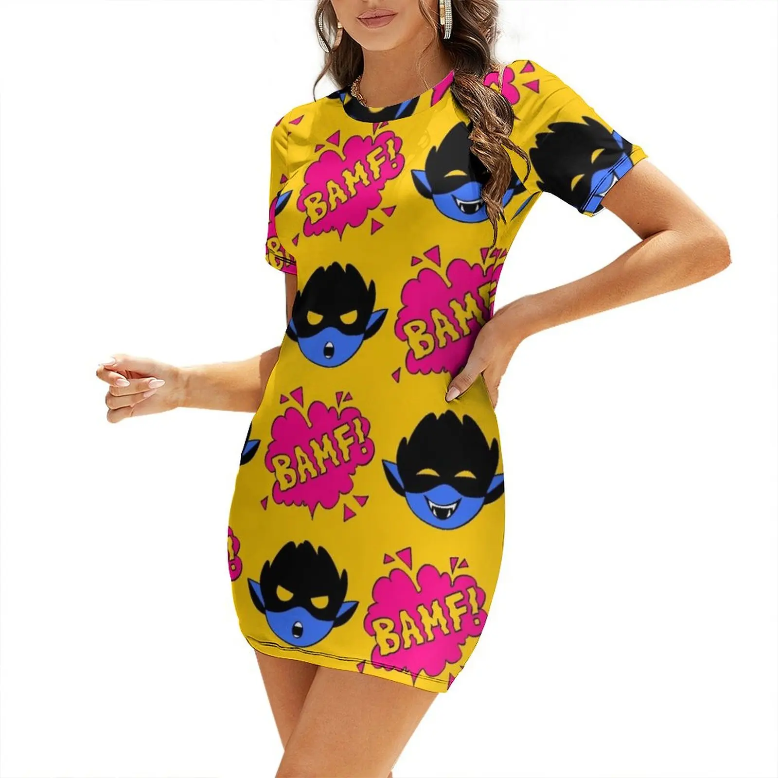 

BAMFS pattern Short Sleeved Dress dresses for prom ladies dresses for special occasion