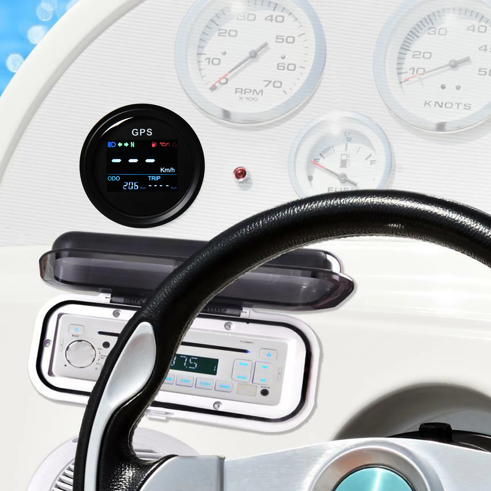 52mm Wasserdichte Digitale GPS Tacho Gauge Kilometerzähler Meter Mit GPS Antenne Geschwindigkeit Sensor Für Marine Boot ATV UTV Motorrad – Detail 9
