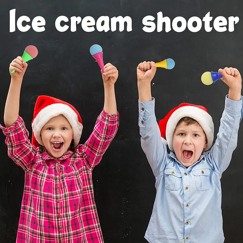 10/5/3PCS Ice Cream Cone Shooters Fun Foam Ball Launcher Bouncing Ball Toys Kids Birthday Party Favors School Rewards