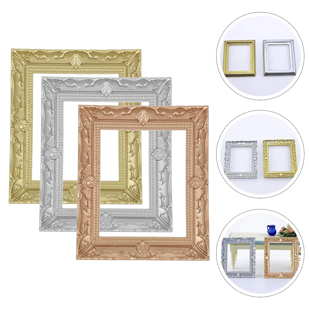 

3 Pcs Miniature Photo Frame Frames Vintage Accessories Picture for House Tiny Home Decorations DIY