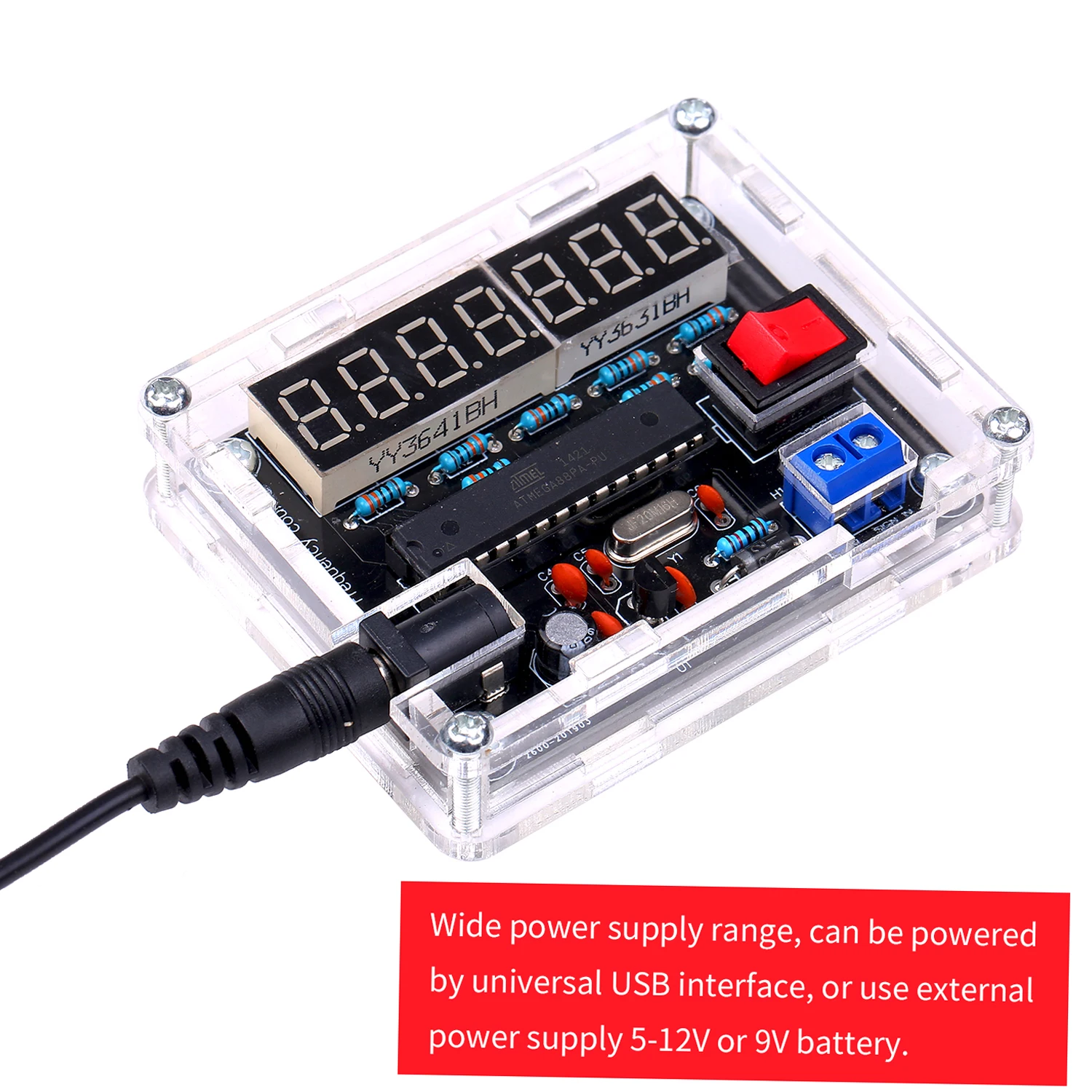 10MHz Frequency Meter DIY Frequency Counter AVR Shell Counter Cymometer Measurement 0.000 001Hz Resolution