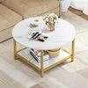 Coffee Tables for Living Room, Round Coffee Table, Small Coffee Table with Storage, 2 Tier Modern 1