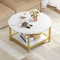 Coffee Tables for Living Room, Round Coffee Table, Small Coffee Table with Storage, 2 Tier Modern 1