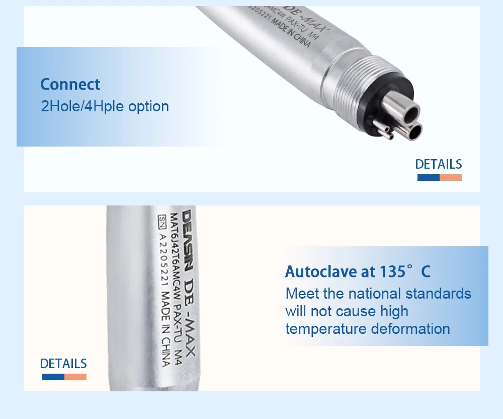 DEASIN Dental MAX High Speed Handpiece Self-Power E-generator Push Button Max Air Turbine Cartridge Rotor 2/4hole Dentistry