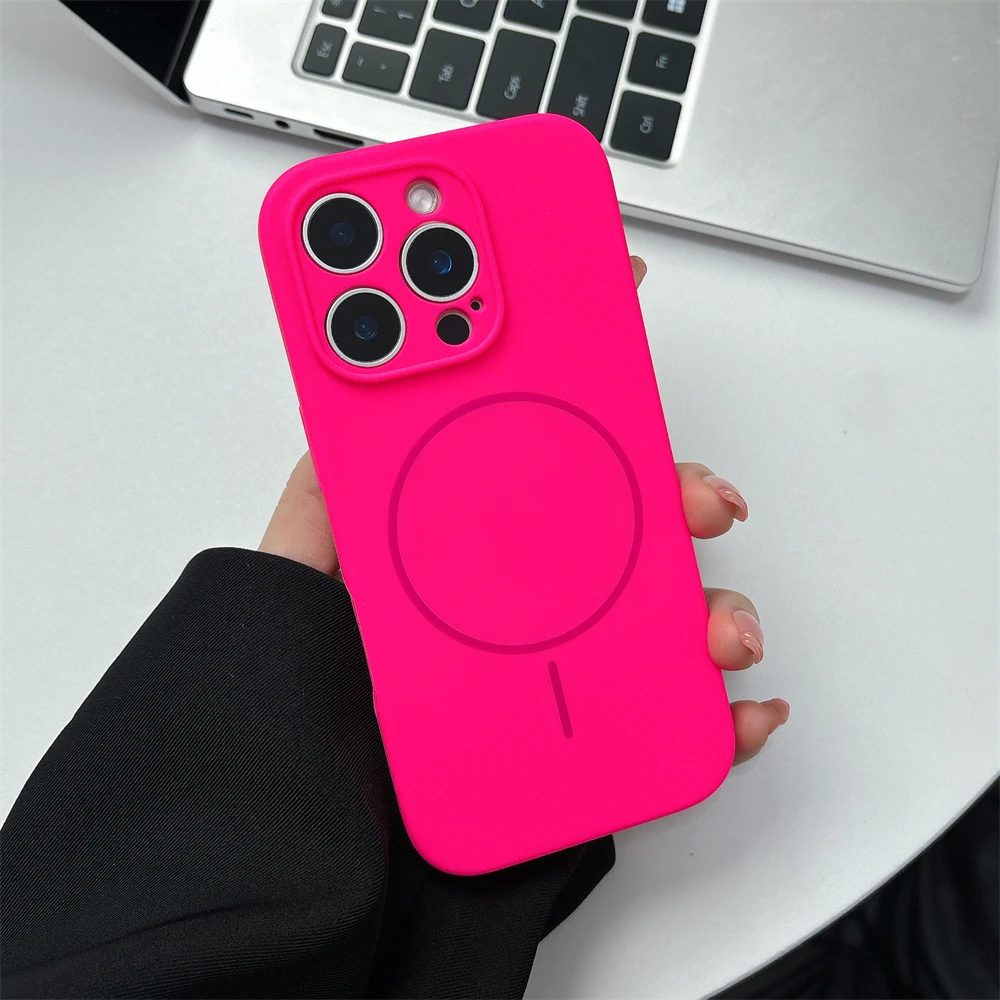 Magnetic Liquid Silicone Phone Case with Wireless Charging and Camera Protection
