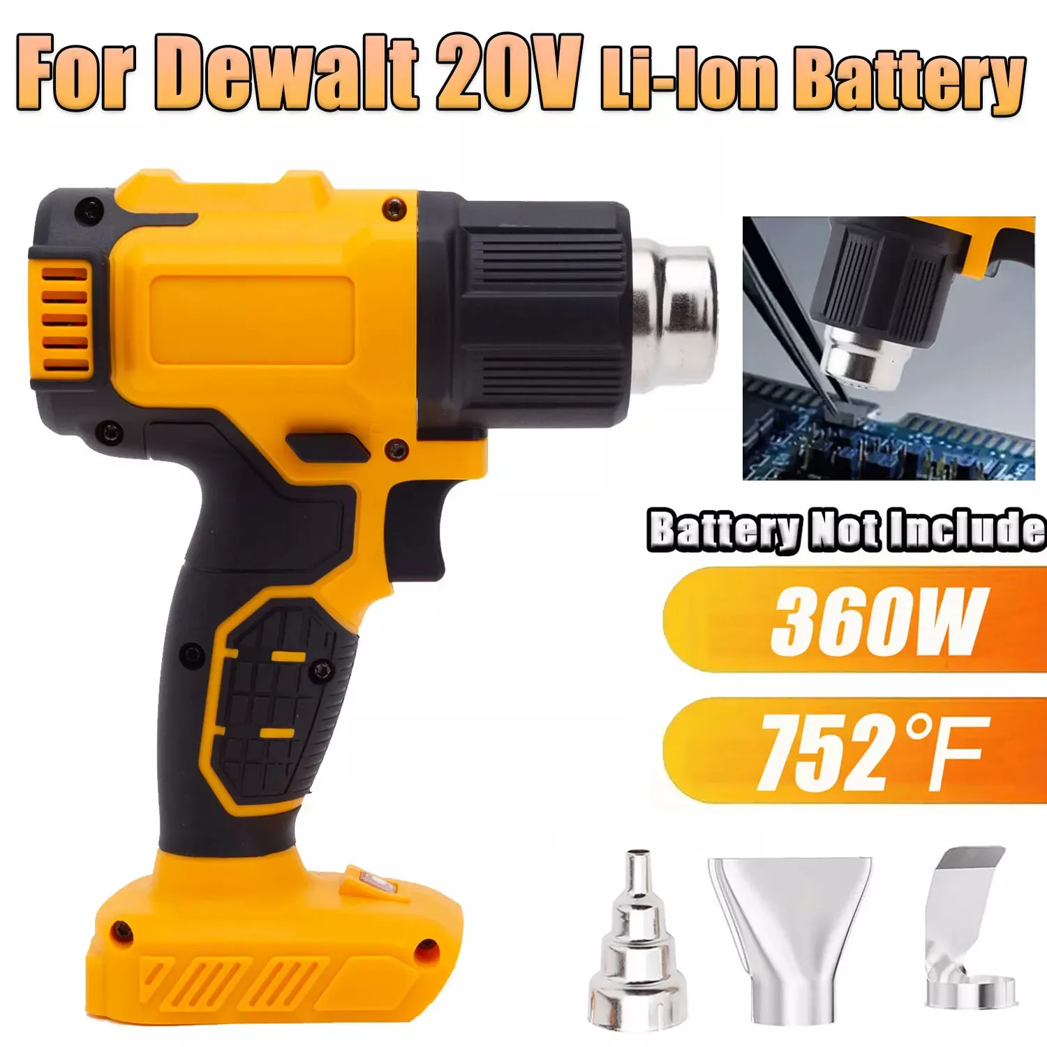 Cordless Heat Gun for Dewalt 20V DCB200 Battery makita BL1830 Battery with 3 Nozzles Industrial Shrink Wrapping Hot Air Gun hot air gun heat gun