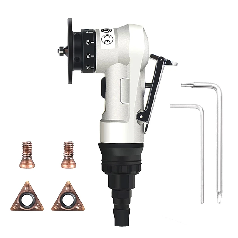 

Pneumatic Chamfering Machine, 45 Degree Beveling Metal Trimming Deburring Tool(Chamfering Machine+Inserts)