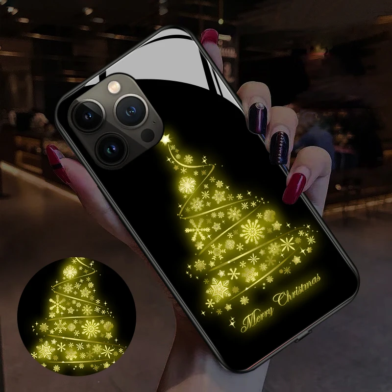 

Christmas Gift Smart Luminous Phone Case For Samsung S23 S22 Ultra S21 Plus S20FE A73 A53 A33 A72 A52 A32 Note 20 Ultra 10 Cover