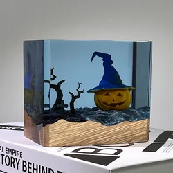 Organism Resin Table Light Creactive Art Decoration Lamp Pumpkin Head Dead Wood Theme Night Light USB Charge