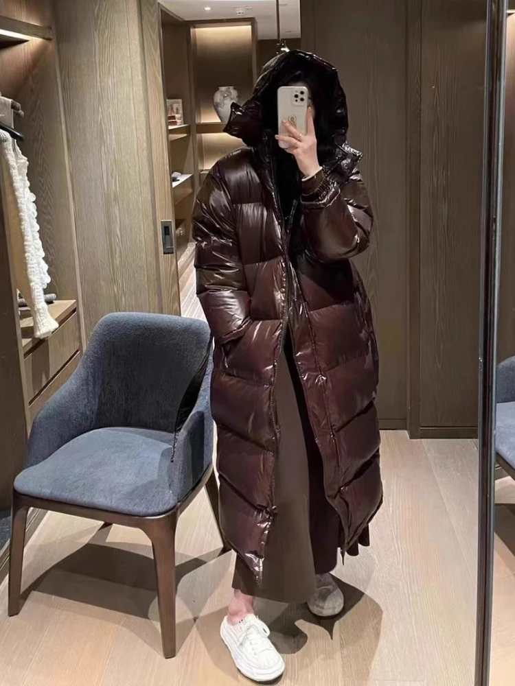 With Belt Women's Winter Down Jacket Long Puffer Coat White Duck Thick Warm Hooded Waterproof Down Jacket With Sashes Outwear 5