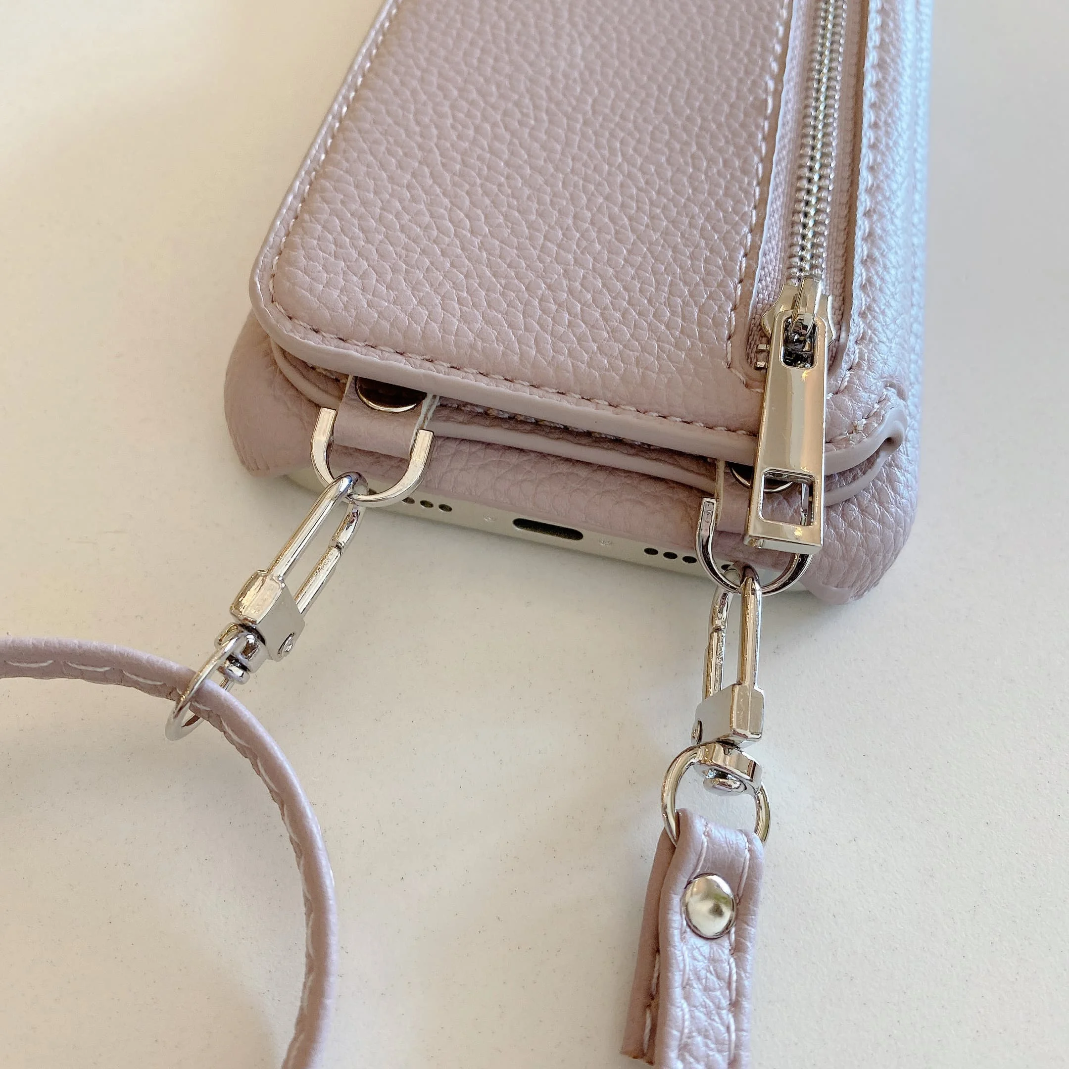 All-in-One Makeup Mirror Wallet Crossbody Lanyard Phone Case