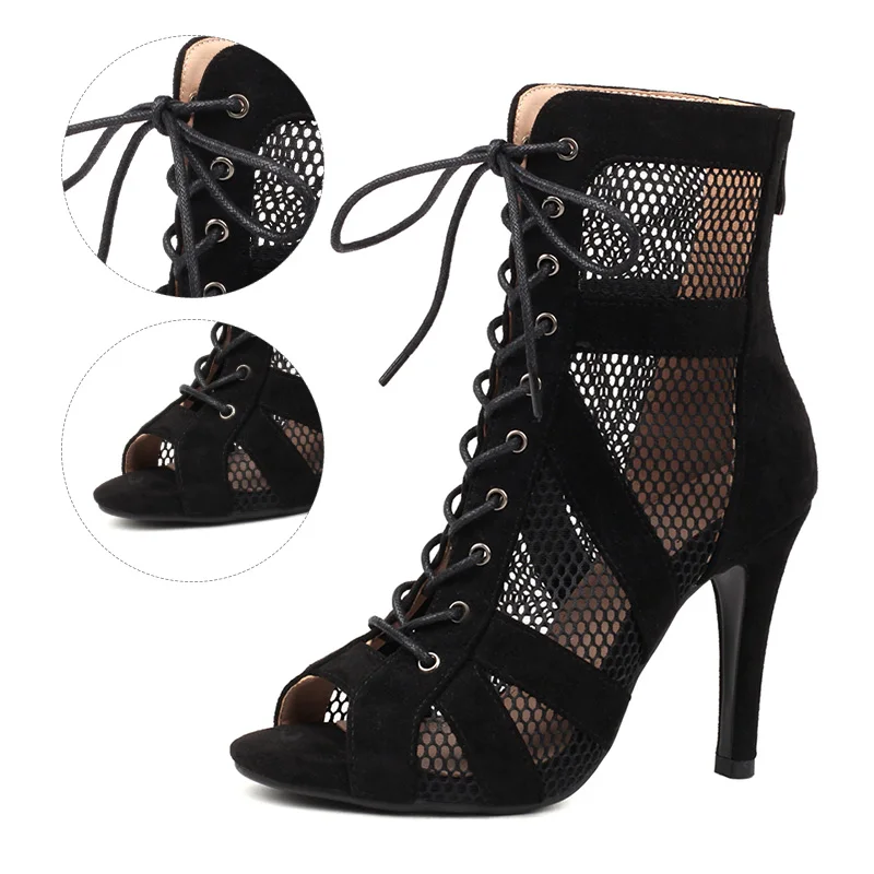 Girls Latin Dance Shoes Women Modern Dance Salsa High-Top Sandals Dance Hall Shoes Ladies Fashion Sexy High-Heeled Suede Boots - Image 5