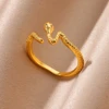 Bagues serpent en acier inoxydable plaqué or 316L pour femmes et hommes, anneau ouvert et réglable, bijoux esthétiques gothiques Vintage