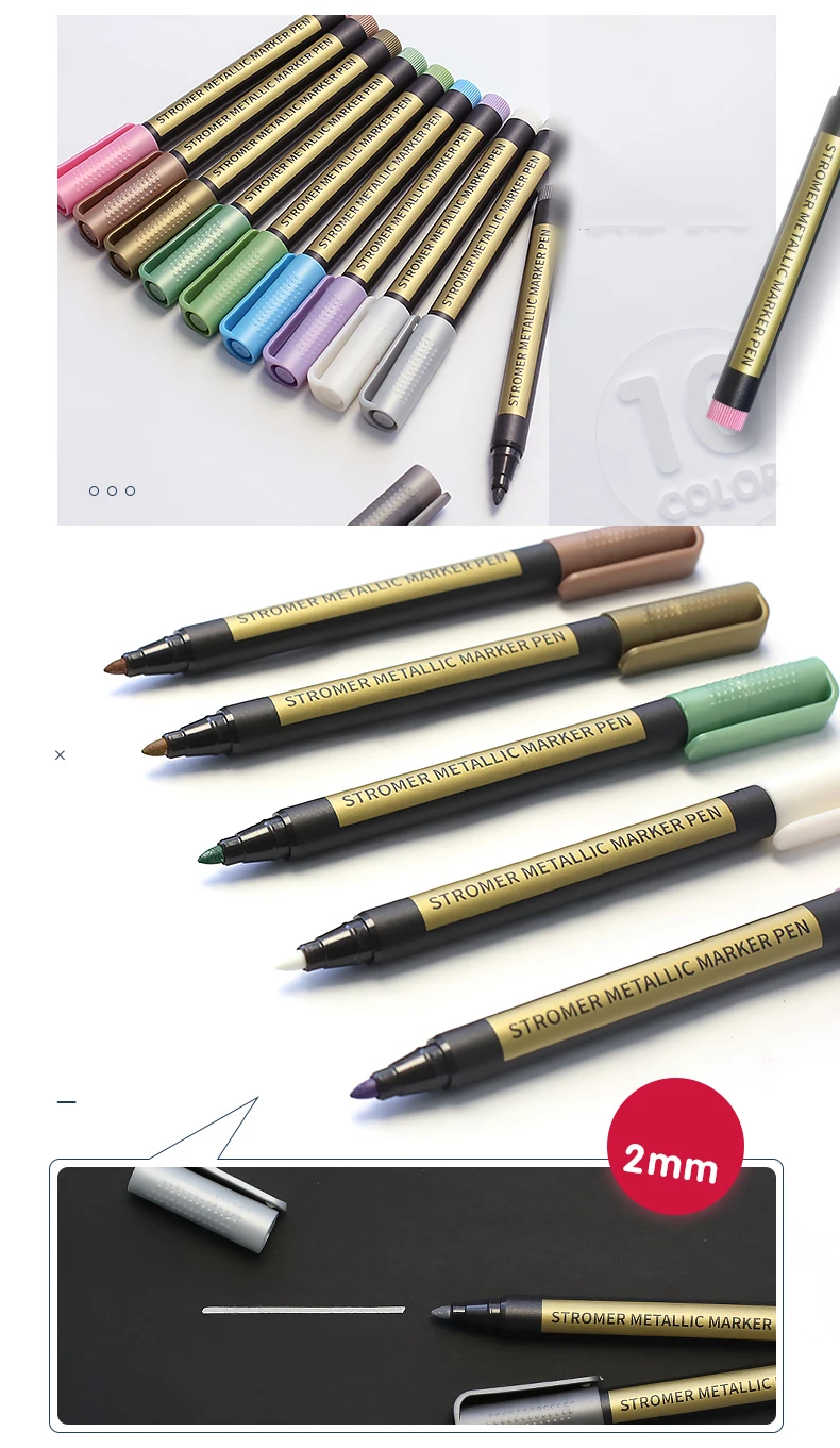10/20 farben Metallic Farbe Marker Stift Permanent Schreiben Rock Malerei Fotoalbum Sammelalbum Glas Holz Leinwand Karte Kunst marker – Detail 9