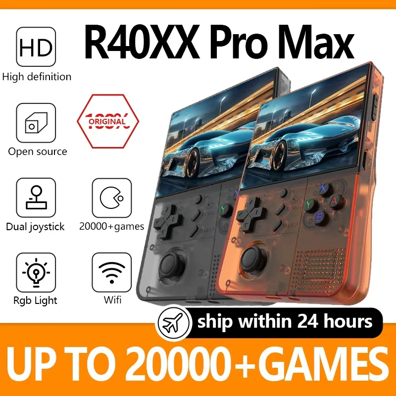 2026 R40XX pro max Retro Handheld Console 4.2 Inch HD IPS Screen, Built-in WiFi Portable Video Player, Classic Games