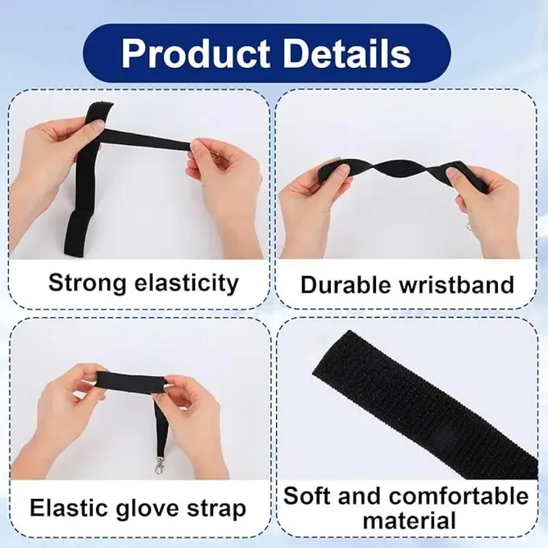 Ski Glove Safety Straps Durable Elastic Sport Accessories with Keychain Practical Ski Board Gear Anti-Loss for  Skiing