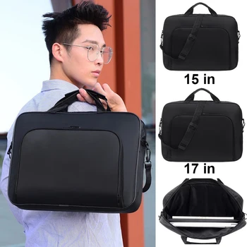 Borsa per laptop da 15,6 pollici 17 pollici Borse portatili in nylon da lavoro Valigetta a tracolla per laptop Cerniera Spalla antifurto Stile semplice