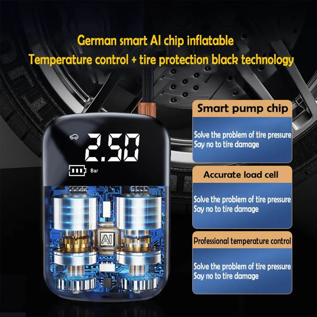 Air Pump Car Electrical LCD Display Inflator Compressor Portable Wireless Tire Inflatable For Motorcycle Bicycle Ball