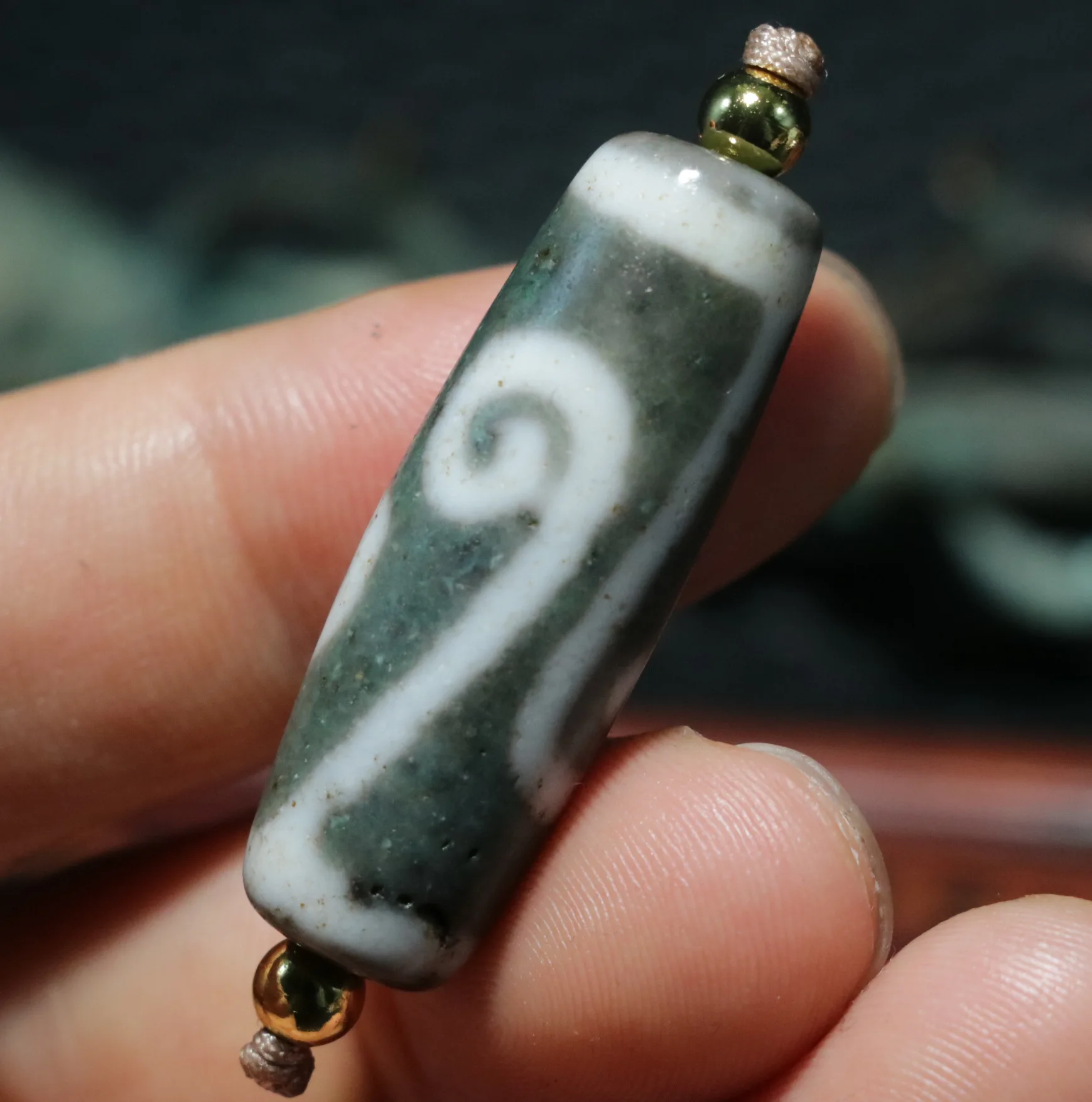 Treasure Energy Top Tibetano Old Agate Blue Color Ruyi Come Desideri Hook Dzi Bead Pendant A Timestown Muslimah