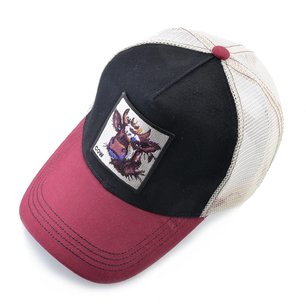 Breathable Mesh Baseball Cap Men Women Trucker Caps Snapback Hip Hop Bone Casquette Cow Patch Four Season Hats