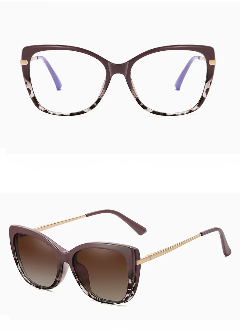 Neue Lesebrille mit Metallrahmen für Damen, modisch, magnetischer Clip, polarisierte Sonnenbrille, fertig, verschreibungspflichtig, verschreibungspflichtig – Detail 12