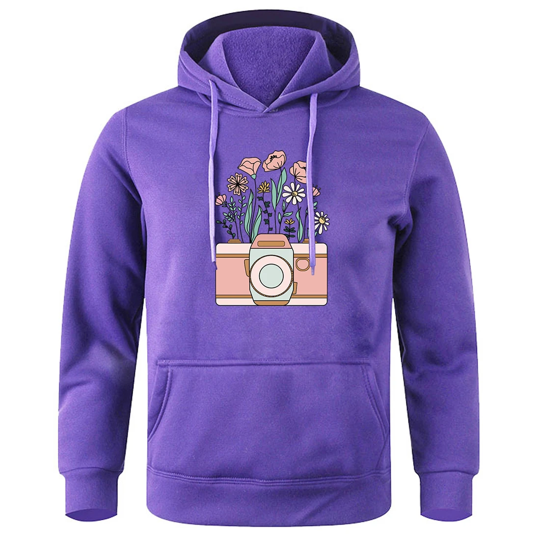 

Beautiful Flowers In The Camera Print Men Hoodies Soft Comfortable Fleece Hooded Fashion Casual Tracksuitloose O-Neck Sweatshirt