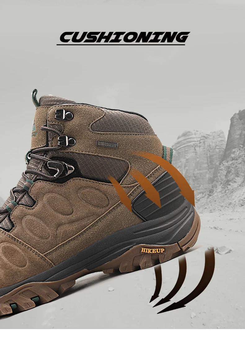 HIKEUP High-Top Männer Wanderschuhe Winter Outdoor Schuhe Schnüren Rutschfeste Sport Casual Trekking Stiefel Mann Wildleder warme Schuhe – Detail 8
