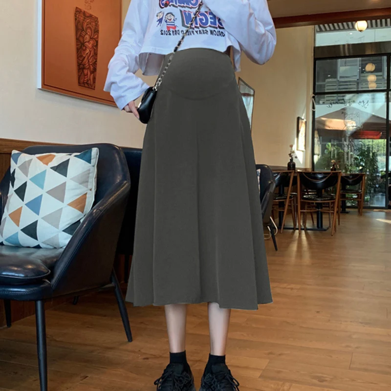 8763# Spring Summer Thin Maternity Skirts Elastic Waist Belly A Line Clothes for Pregnant Women Casual Pregnancy Hot