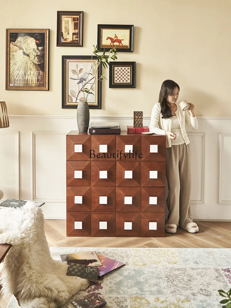

Retro Square Locker Household Multi-Functional Floor Chest of Drawers