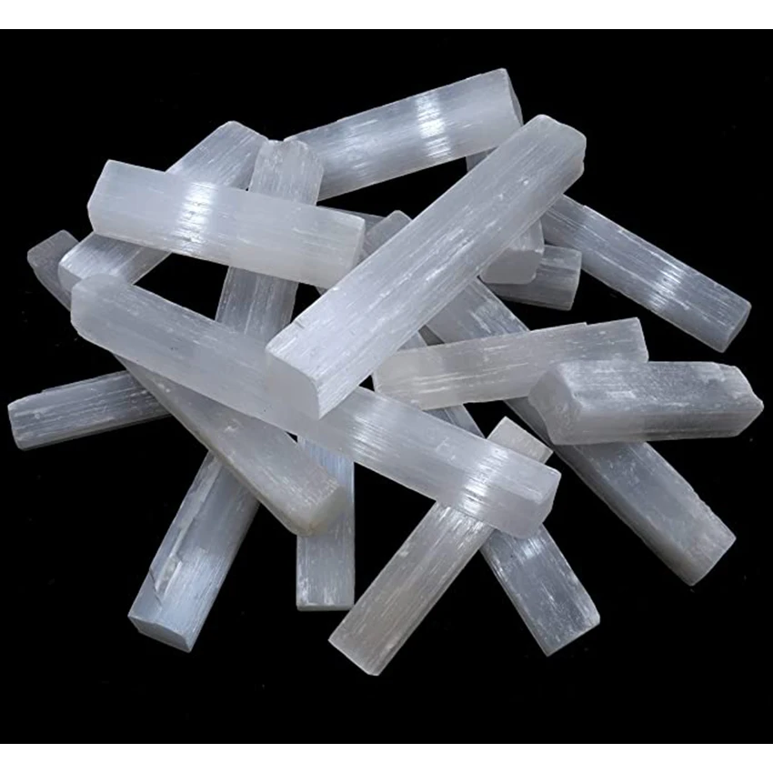 XSM Selenite Sticks Wands Bulk (10 pcs) Approx1.5-2 inch L X .25-.5