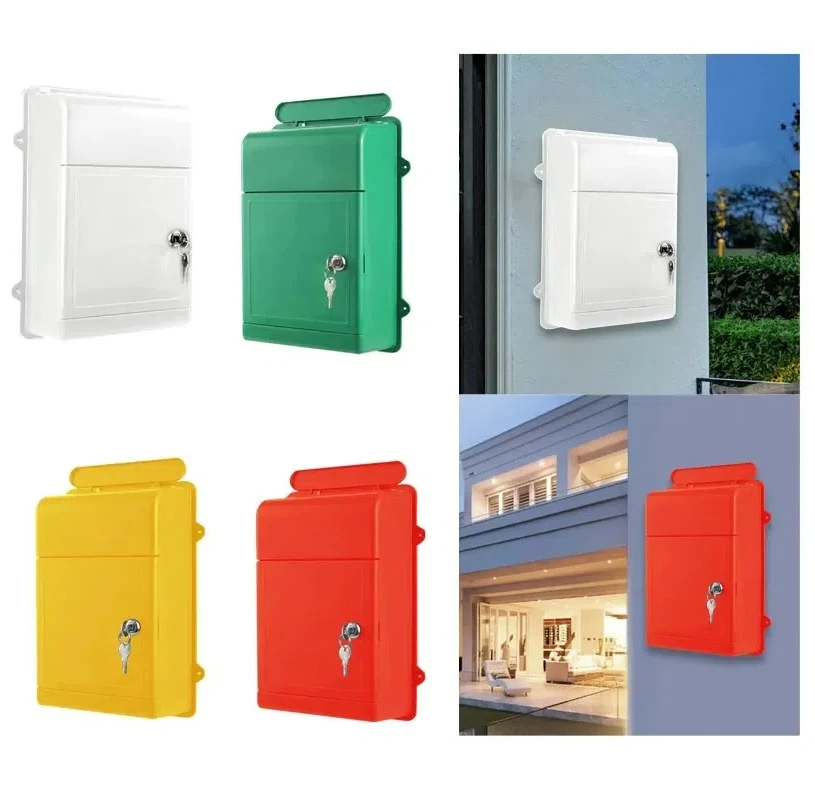 Wall Mount Mailbox Letter Box Plastic with Lock Post Box Wide Opening Waterproof Mailbox Versatile Drop For Home Yard Office