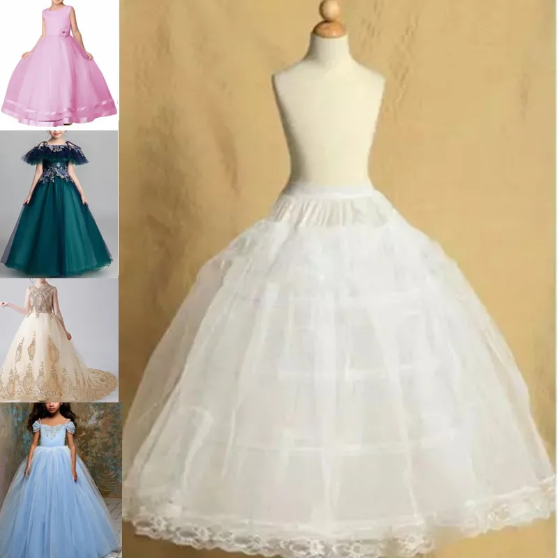 7Size Fit 2-18Years White Toddler Petticoat for Girls Crinoline Underskirt Flower Girl Ball Gown Dress Puffy Skirt Jupon 3 Hoops newcoming 2020 puffy party girl dresses glitter diamond scoop princess girl dress organza skirt flower girl dresses ball gown