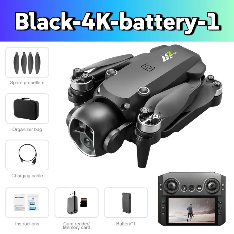 Drone M7 4K/8K avec caméra, sans balais, 2 batteries, télécommande
