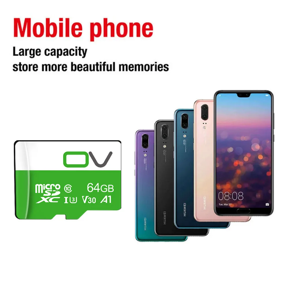 UAV 운전 녹음기 카메라용 고속 마이크로 SD TF 카드, OV  실제 용량, 128GB, 64GB, 32GB, 100Mbps, A1 V30 C10 SD 카드