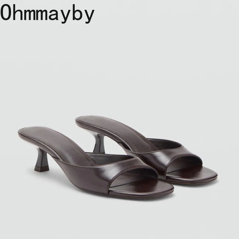 2026 New Summer Open Toe Women Slippers Concise Slip On Thick Heel Dress Shoes Outdoor Vacation Slides Shoes 3
