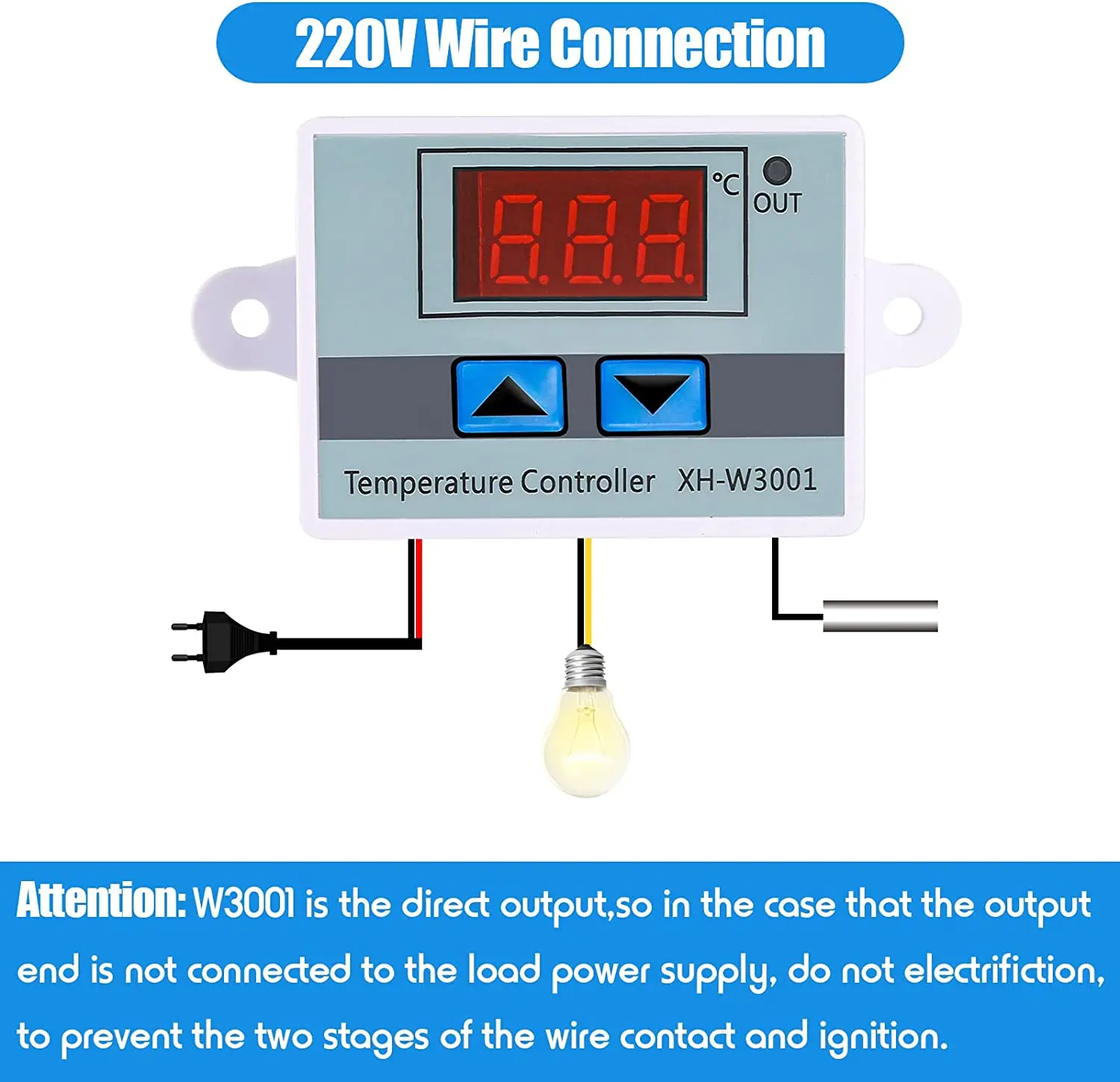 Digital Thermometer XH-W3001/W3002 digital display LED microcomputer hot and cold temperature thermostat control switch 12V 24V 220V
