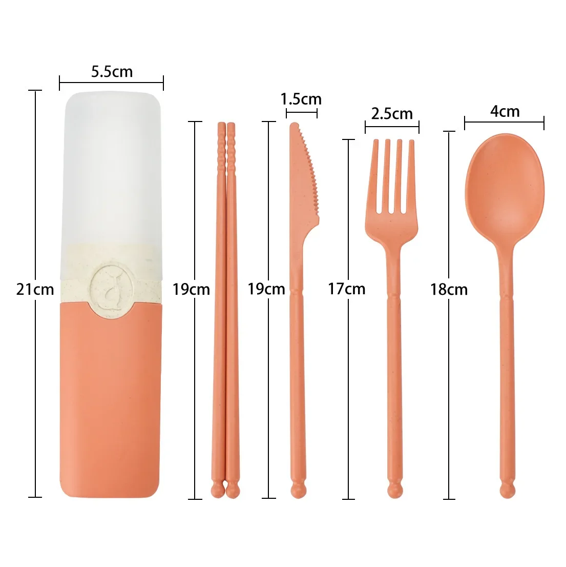 Cutlery Set Portable Reusable Spoon Fork Travel Picnic Chopsticks Wheat Straw Tableware Cutlery Set With Carrying Box For Student Office