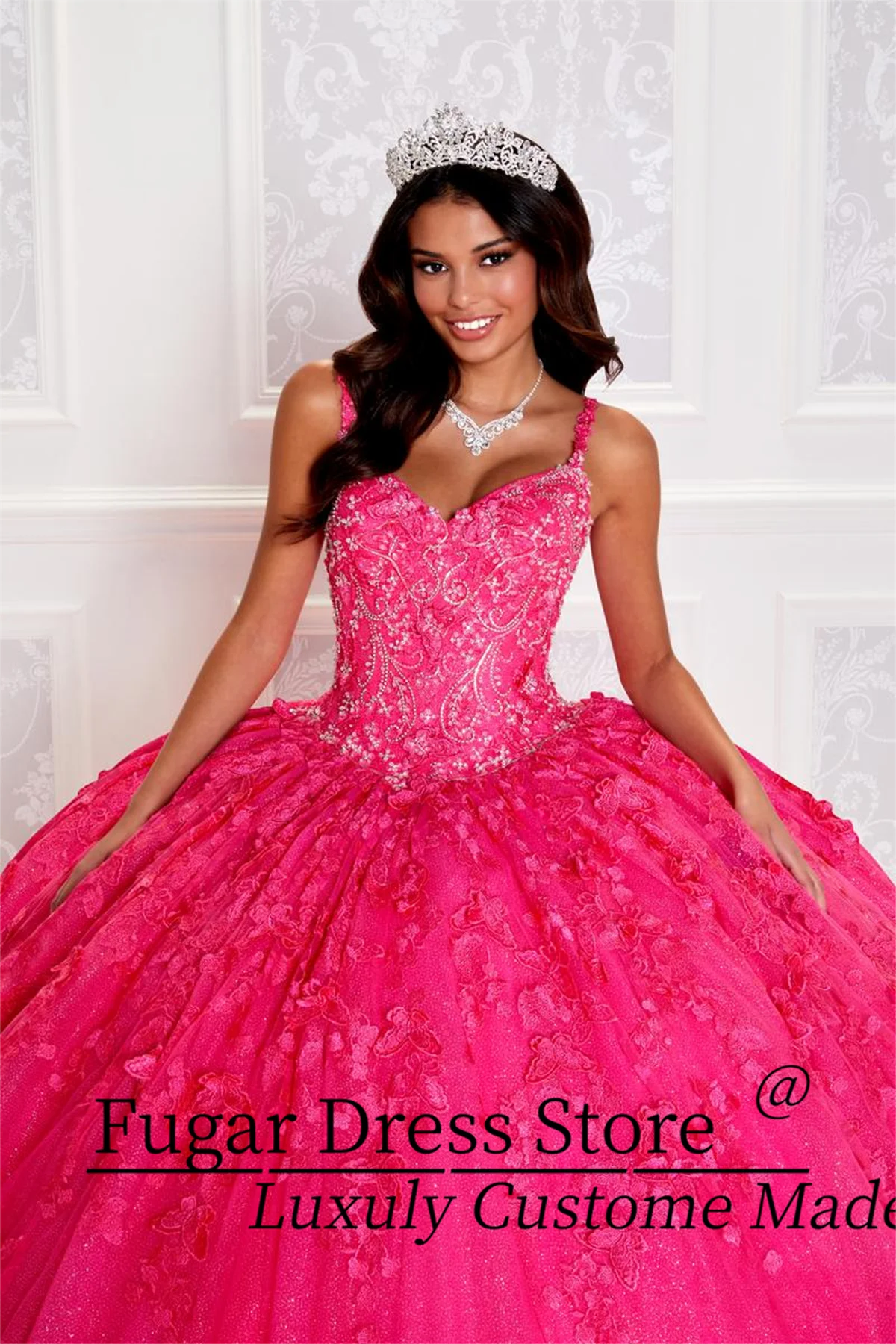 Pink Sparkling Chiffon Quinceanera Dress Luxuly Elegant Embroidery Lace Detachable Butterfly Cape Gown vestidos de15 quincea&ntilde;era