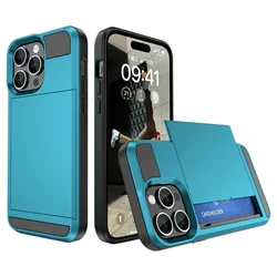 Sleek Wallet Phone Case with Card Holder and Dual Layer Protection - iPhone 12 (Light blue)