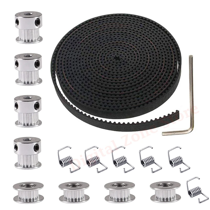 

Ремень GT2 для 3D-принтера, 5 метров, 6 мм, с отверстием 5 мм, 20 зубьев, зубчатый шкив, направляющая, пружины для Prusa i3, Kossel, CR10,10S