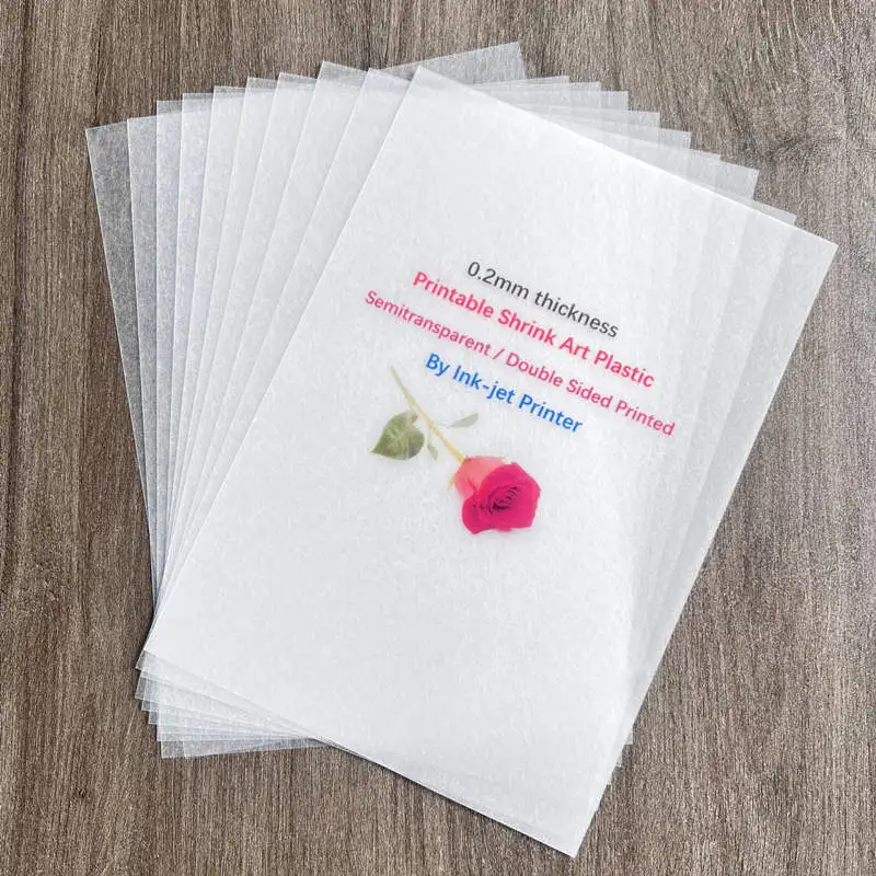 Craft Vinyl Film 0.2mm Thickness Shrink Art Film Inkjet Printable A4 Paper Shrink Plastic Sheet Blank Single Double Sided Printed DIY Charms