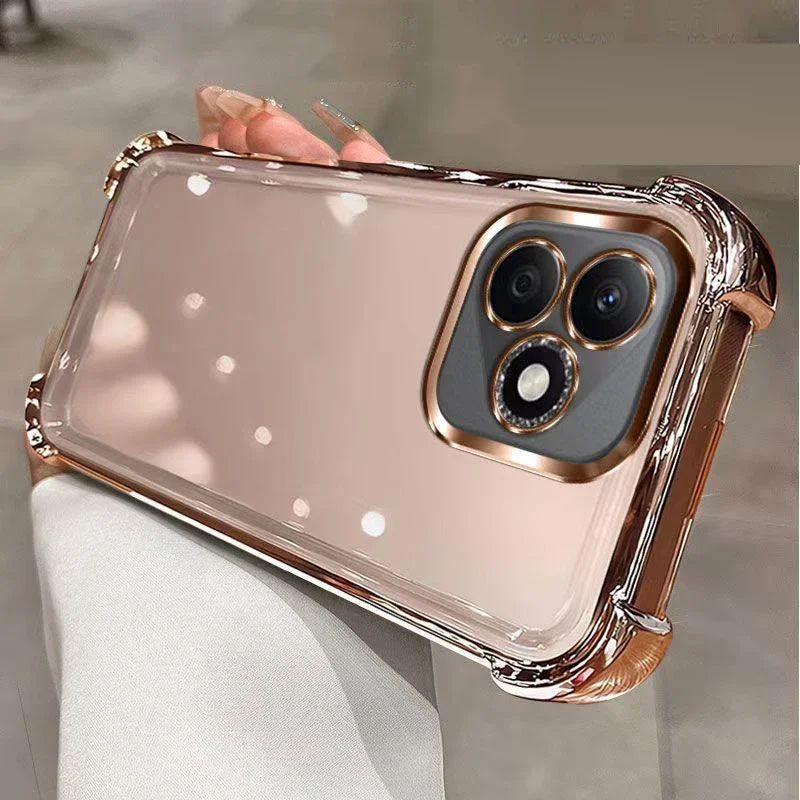 Plating Lens Protection Anti-Shock Back Case with Four-Corner Reinforcement