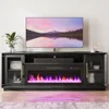 74" TV Stand with 42" Touchscreen Fireplace Entertainment Center with Storage Modern Design Sturdy Construction Easy Assembly 2