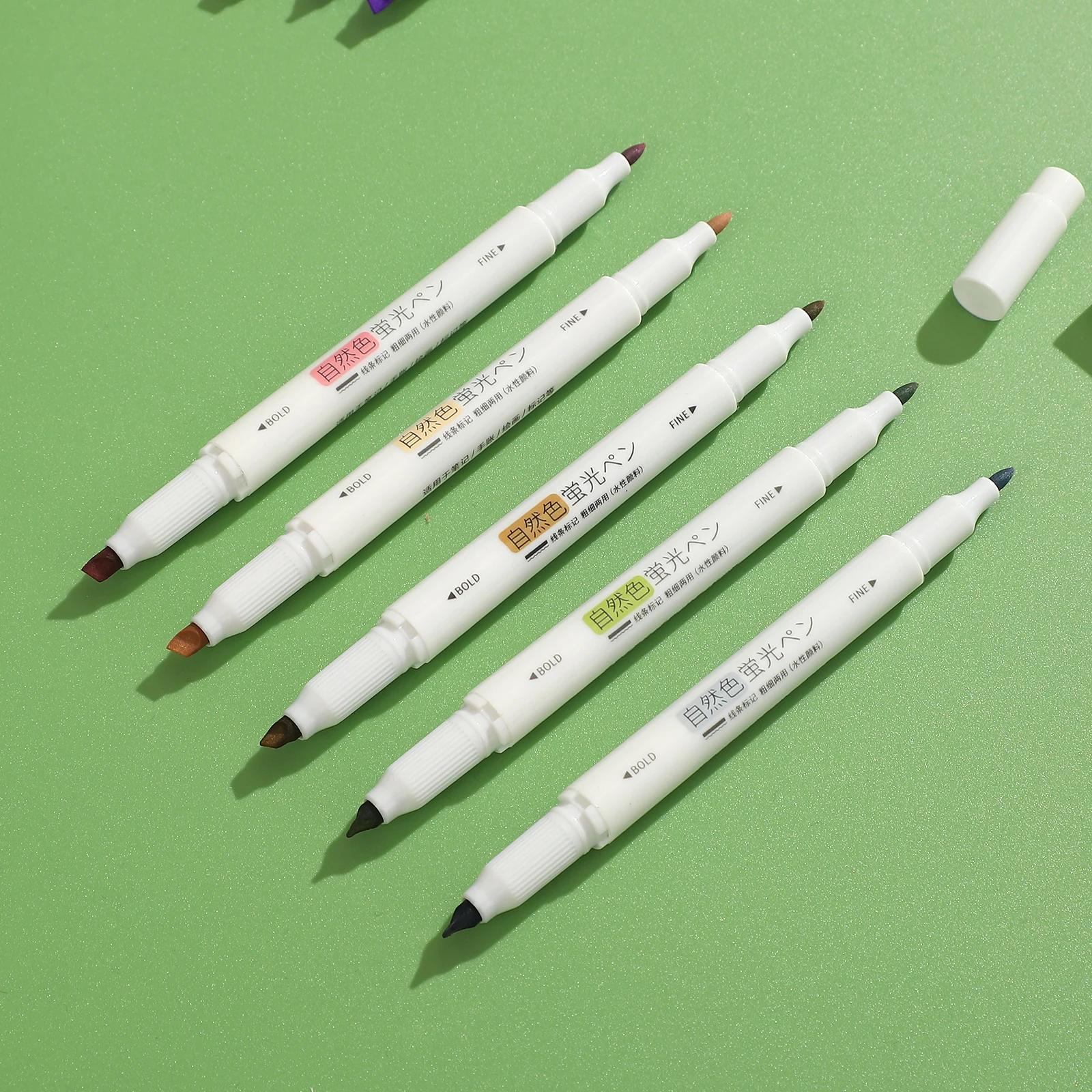 Highlighter Pen Marker Pen Highlighter Marker 5Pcs/set Double-ended Eye Protection Highlighter Set Bright Colors Drawing Printing Pen Creative DIY Student Supplies Stationery