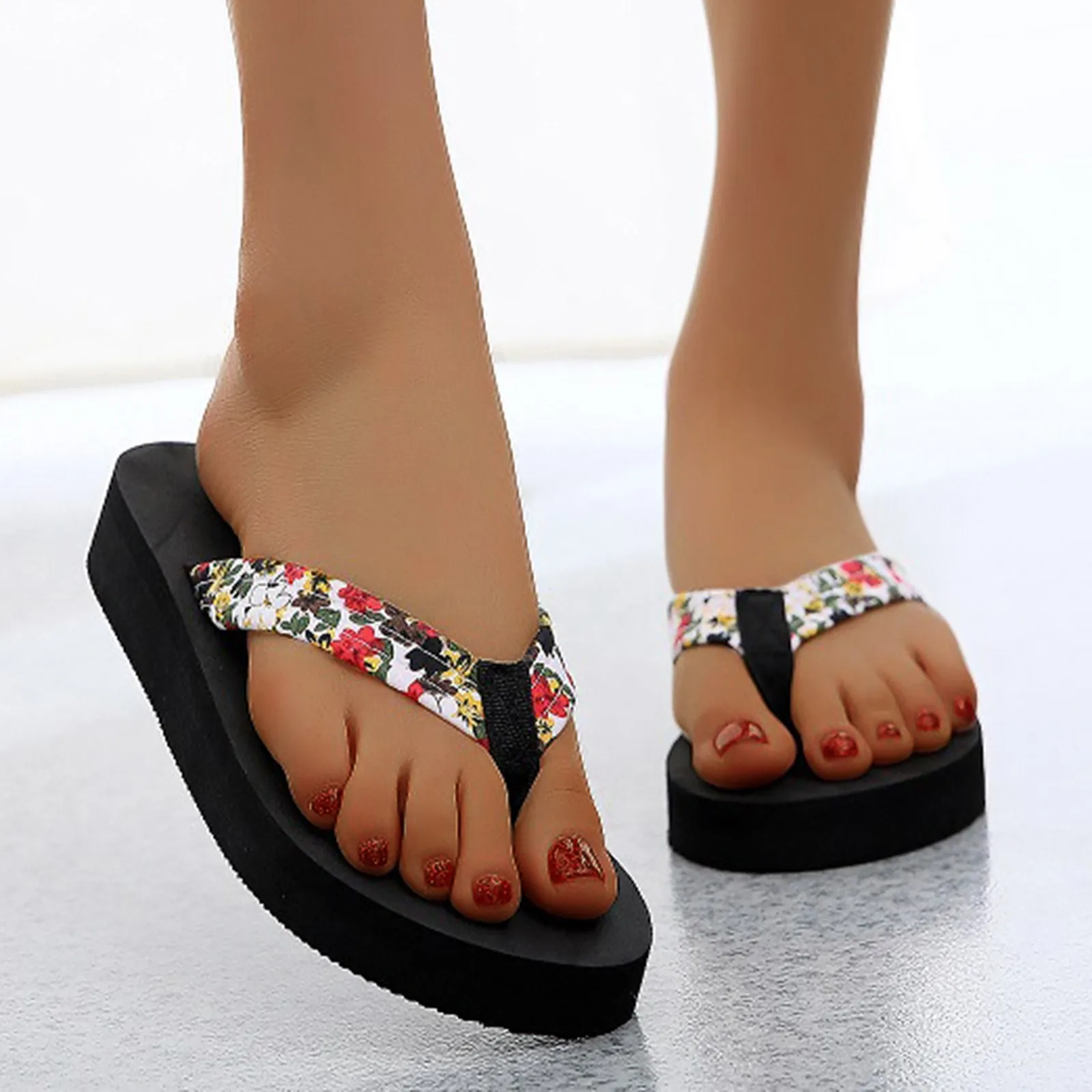 Women Thick Heel Slippers Flat Womens Flip Flops Size 8 Memory