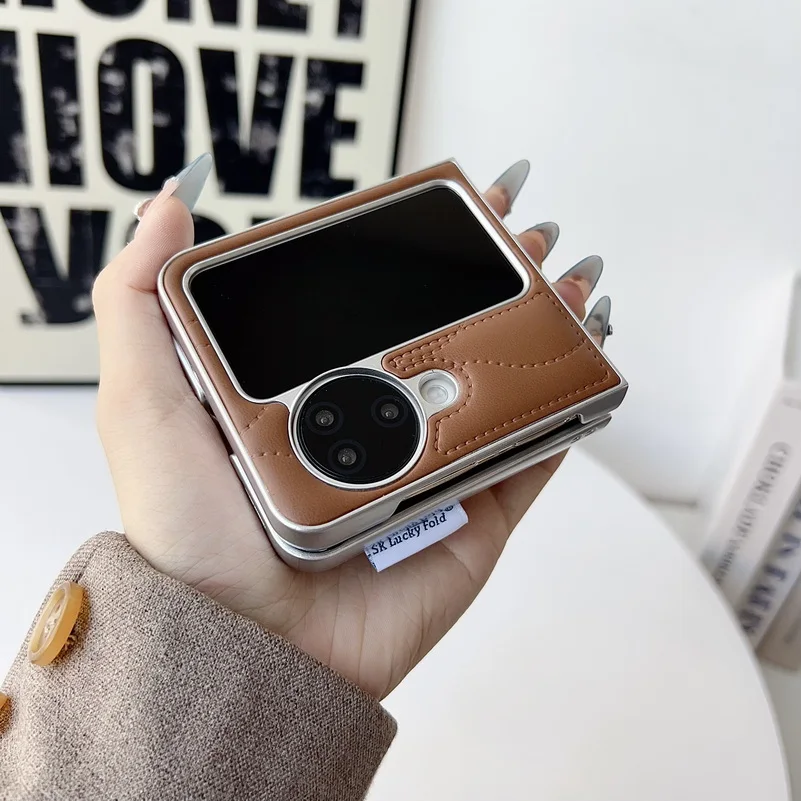 Wavy Pattern Leather Phone Case For Oppo Find N3 Flip Protective_voghion.com