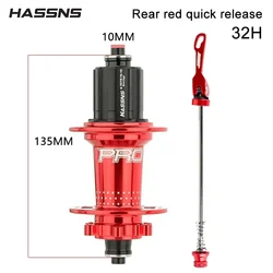 High - Performance 32 - Hole MTB Noisy Cube Rear Hub - 120 Clicks, Quick Release, 6 - Bolt Design (32H Red Rear)