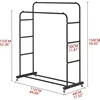Double Rods Clothing Rack with Wheels, Garment Rack for Hanging Clothes, Multi-functional Bedroom Clothes Rack, Black 5