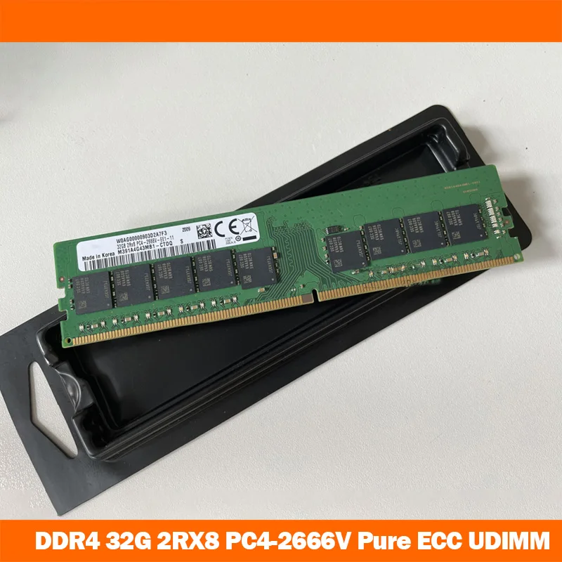 고품질 삼성 DDR4 32G, 2RX8 PC4-2666V, 순수 ECC UDIMM 서버 메모리, 빠른 배송, 1 개